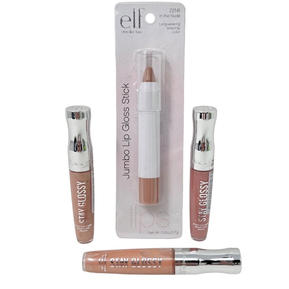 Rimmel Stay Glossy Gh Shine Bundle + Elf Jumbo‎ Lip Gloss Stick - All New Sealed